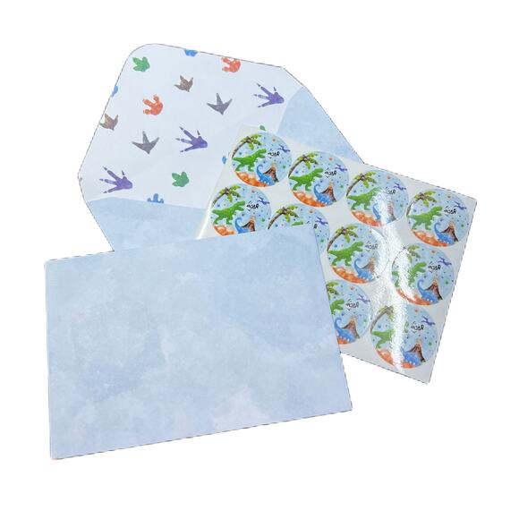 Dinosaur Themed Thank You Cards, Envelopes and Stickers 17 sets - Picture 2 of 2